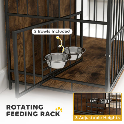 Cage pour chien meuble table d'appoint bols pivotants