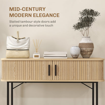 Console mi-siècle avec portes tambour et rangement