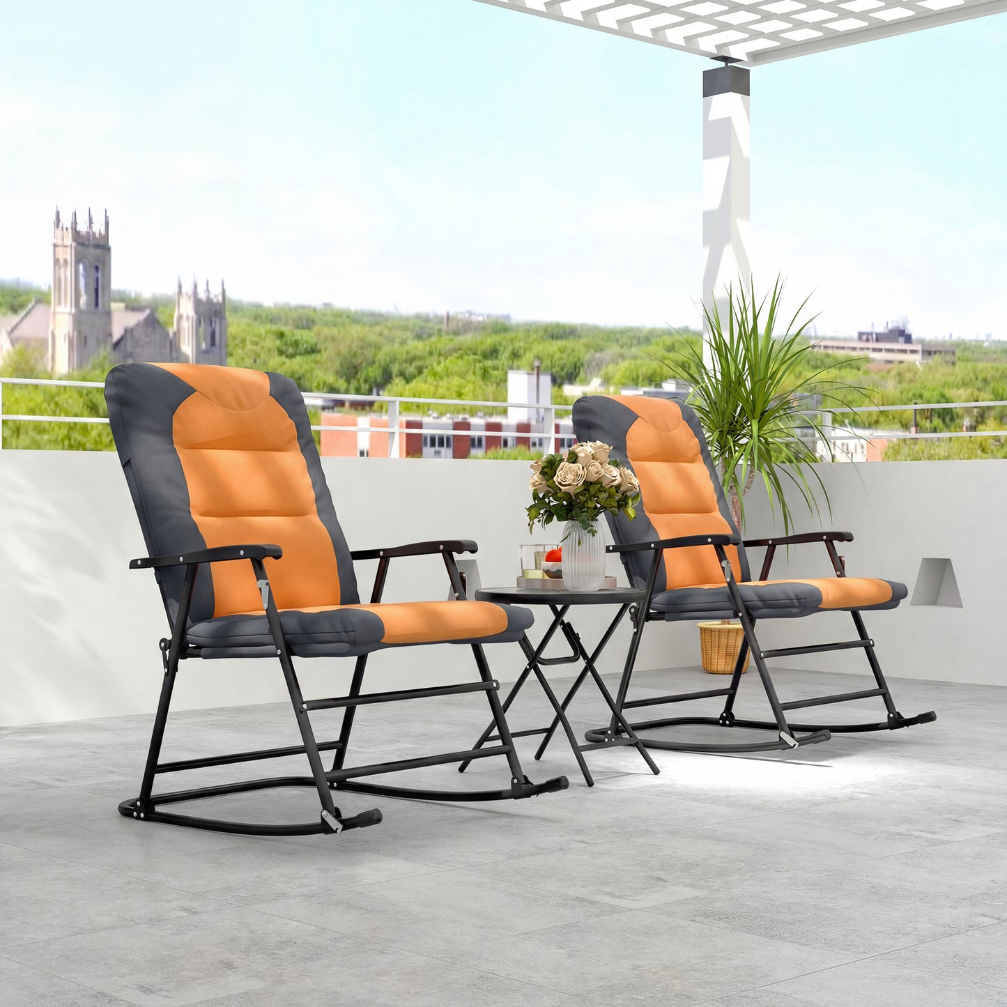 Ensemble chaise berçante pliable 3 pièces