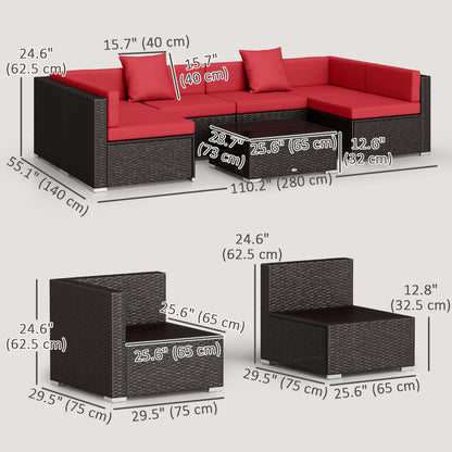 Ensemble de meubles de patio 7 pièces rotin modulaire