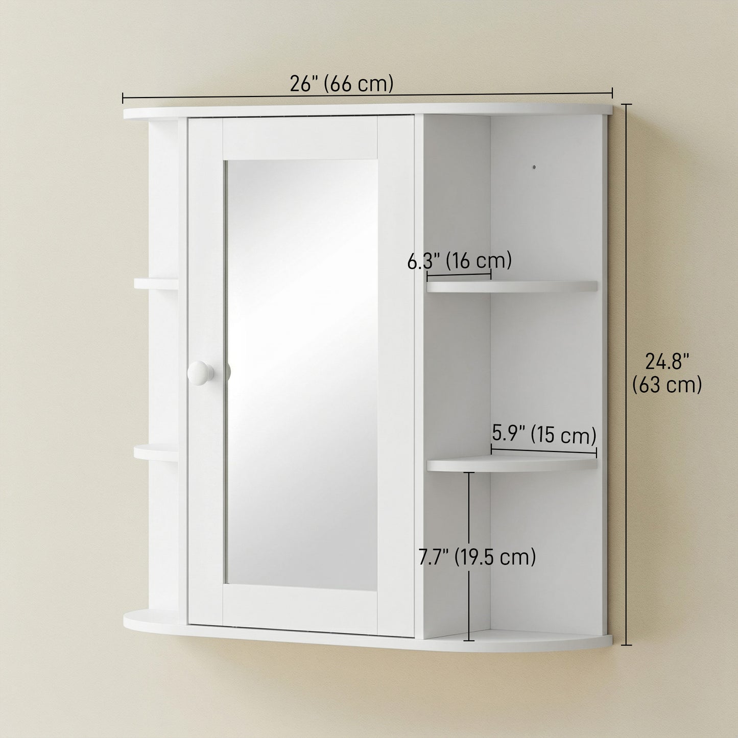 Armoire murale de salle de bain avec miroir et tablettes