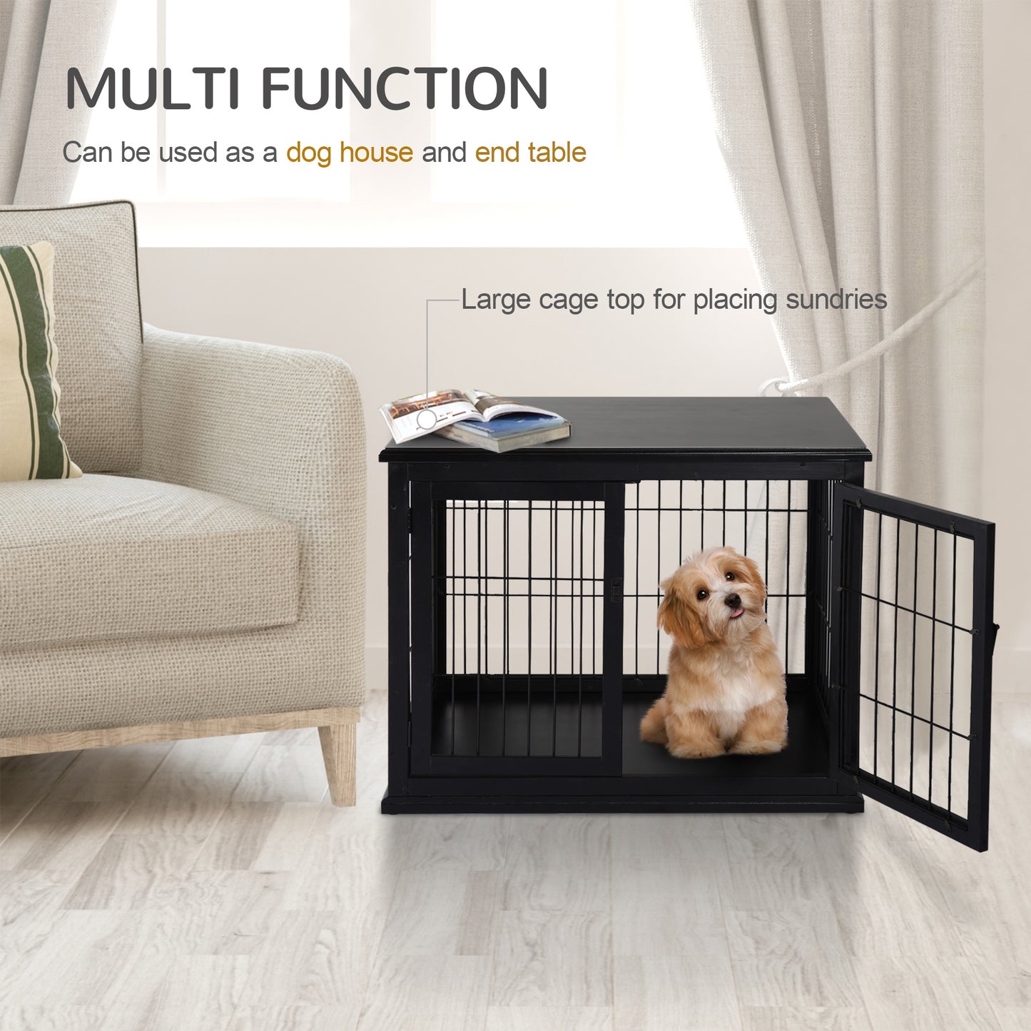 Cage chien table d'appoint 2 portes 26 pouces