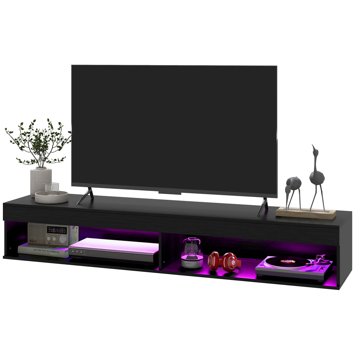 Meuble TV mural flottant avec lumières LED