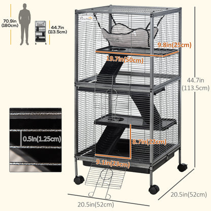 Cage à roulettes pour petits animaux 4 niveaux