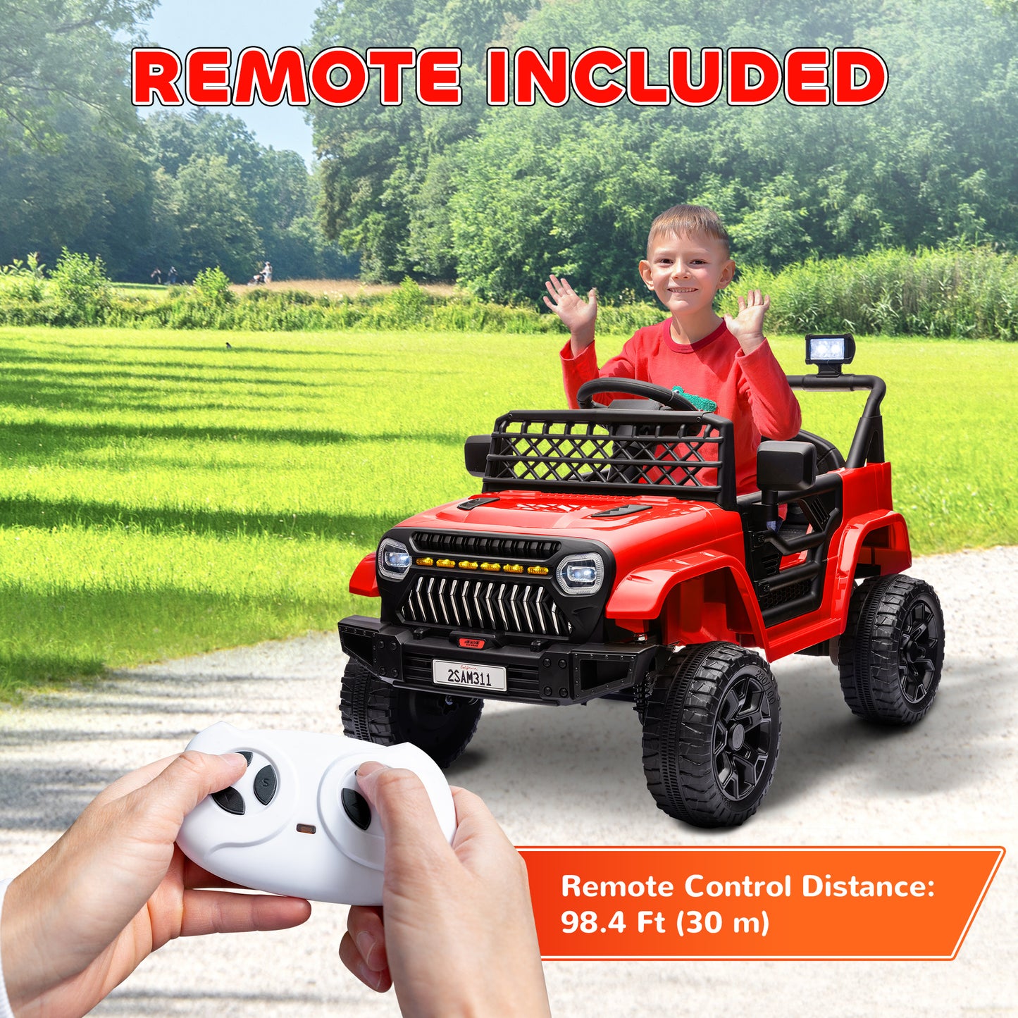 Camion électrique 12V télécommandé pour enfants avec suspension