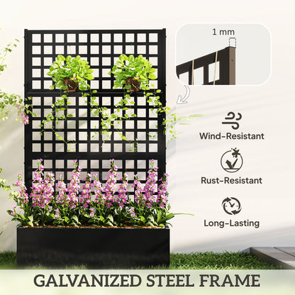  Galvanized Raised Garden Bed with Trellis - 110x41x178cm
