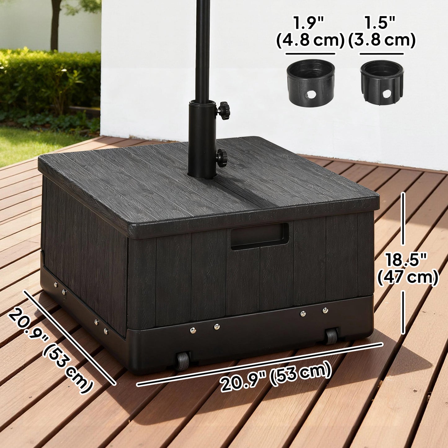 Base de parasol 3-en-1 avec roues 80 kg