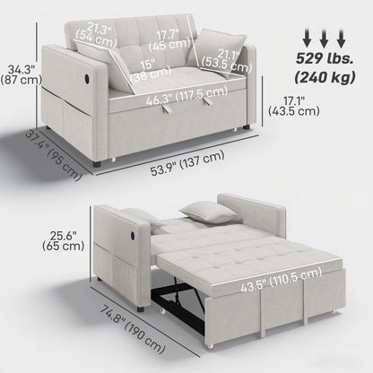 Canapé-lit convertible 3-en-1 avec chargement USB