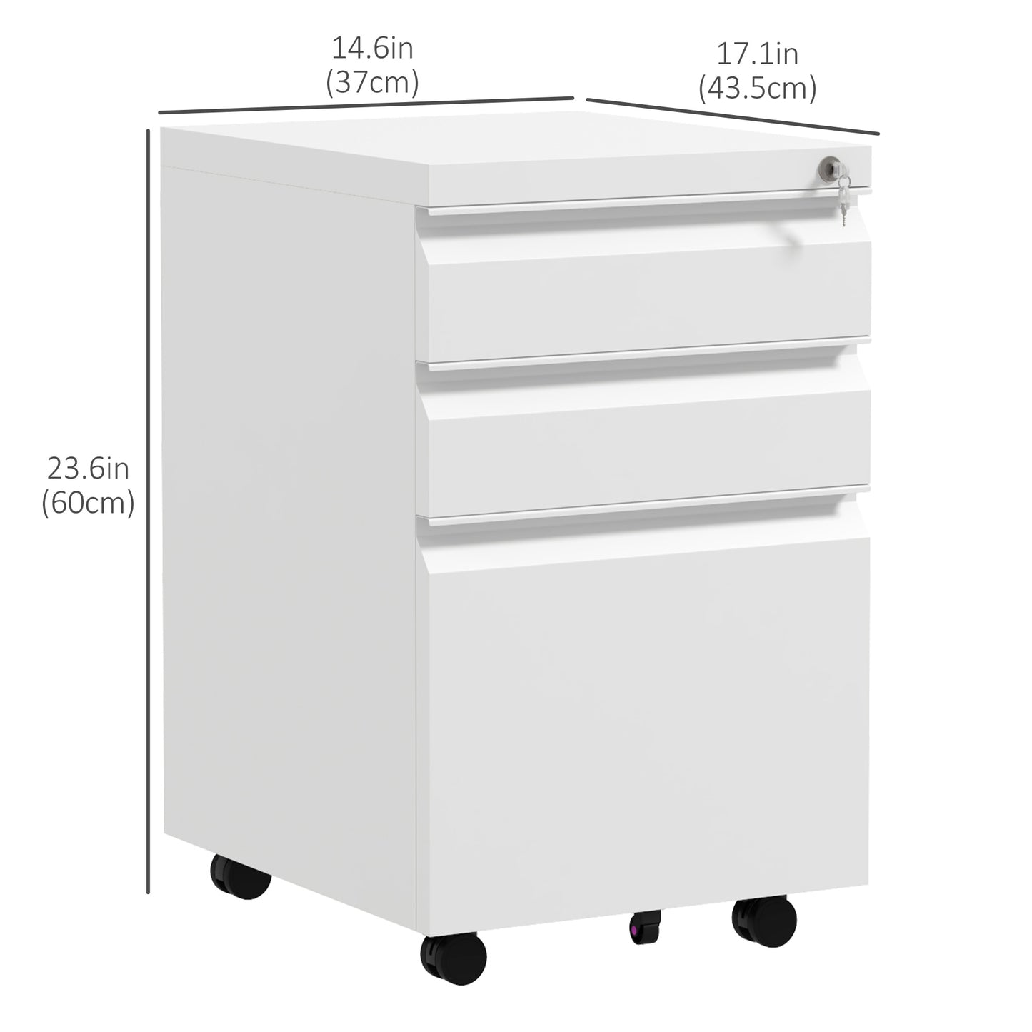 Classeur vertical 3 tiroirs verrouillable en acier