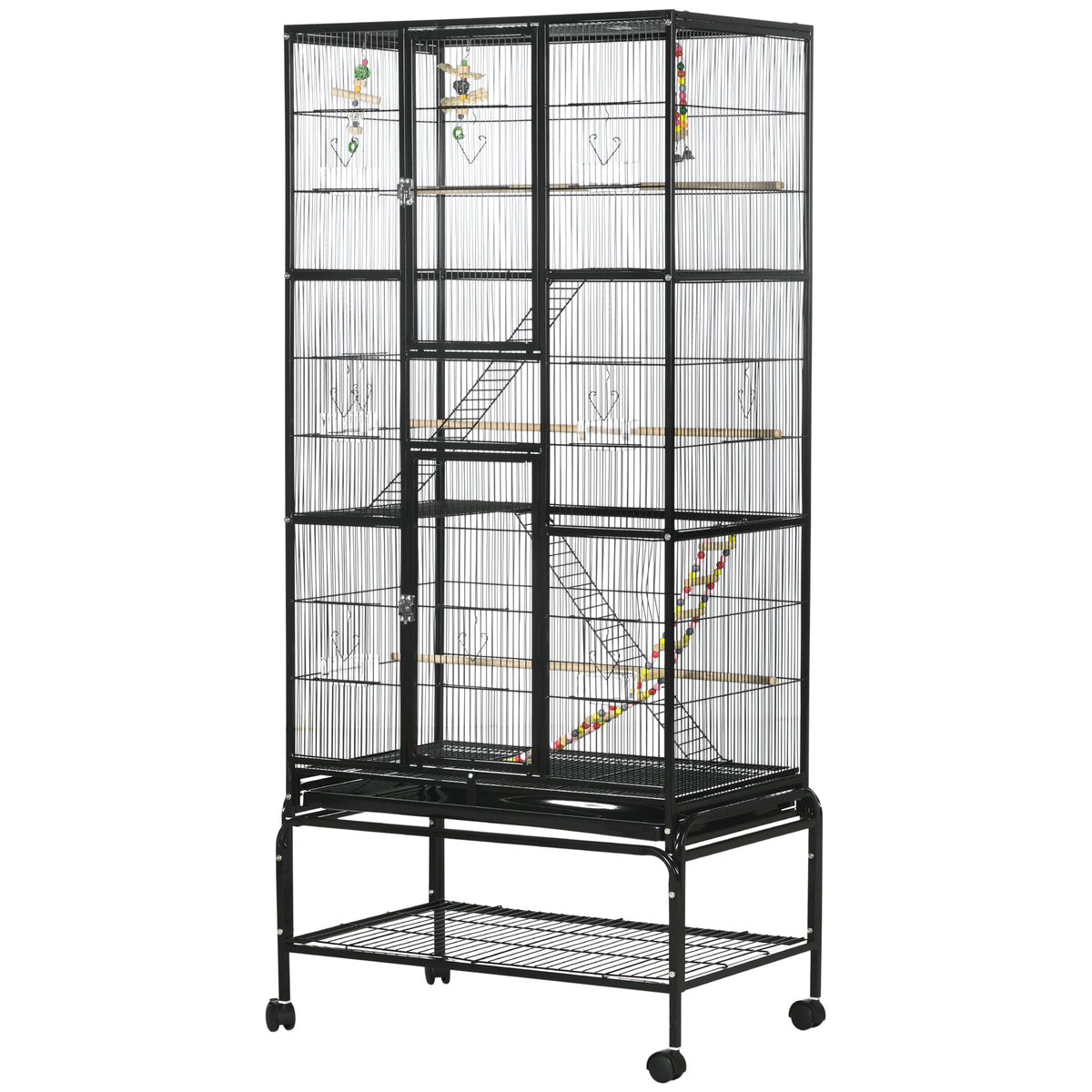 Grande volière pour oiseaux avec roulettes et accessoires