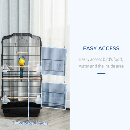 Cage à oiseaux vol libre 2 portes avec perchoirs