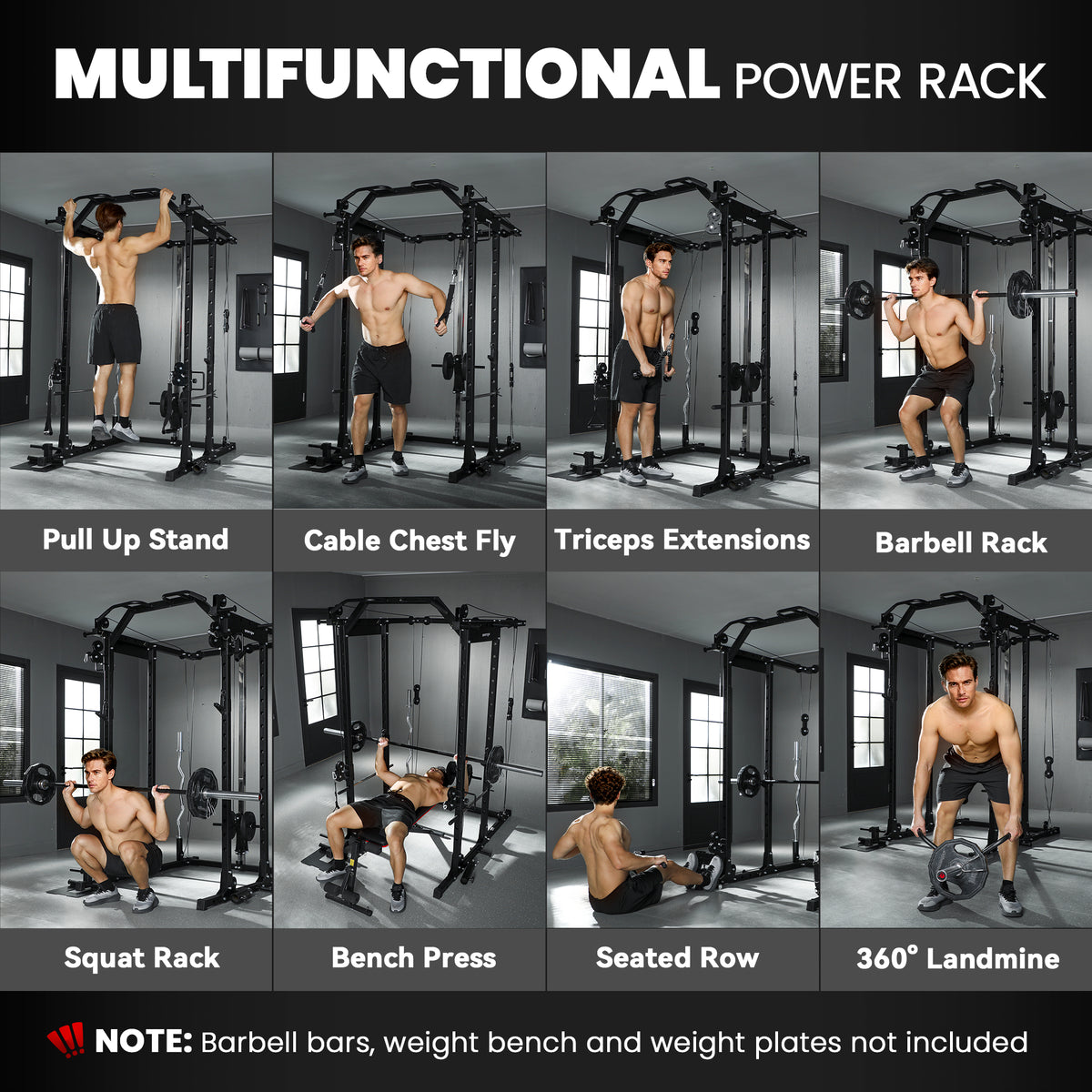 Cage à squat multi-exercices avec barre de traction acier