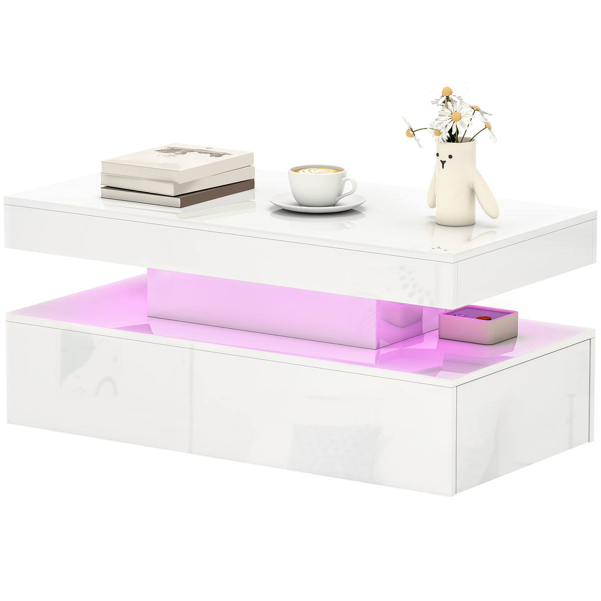 Table basse lumineuse à LED avec rangement