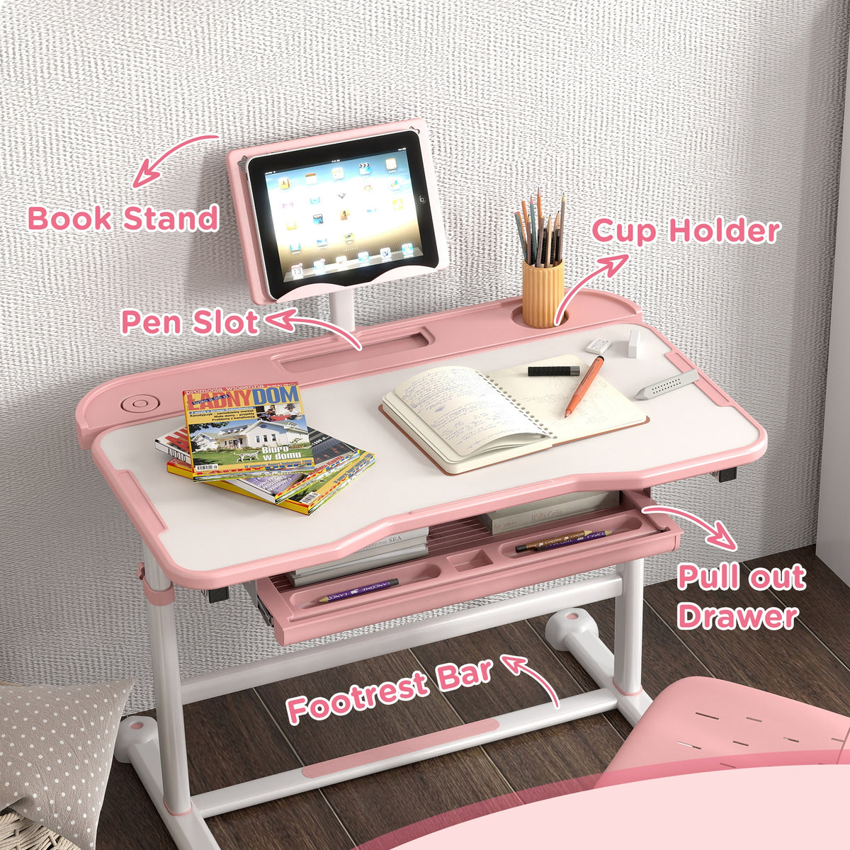 Ensemble bureau et chaise réglables pour enfants — Lot de 2