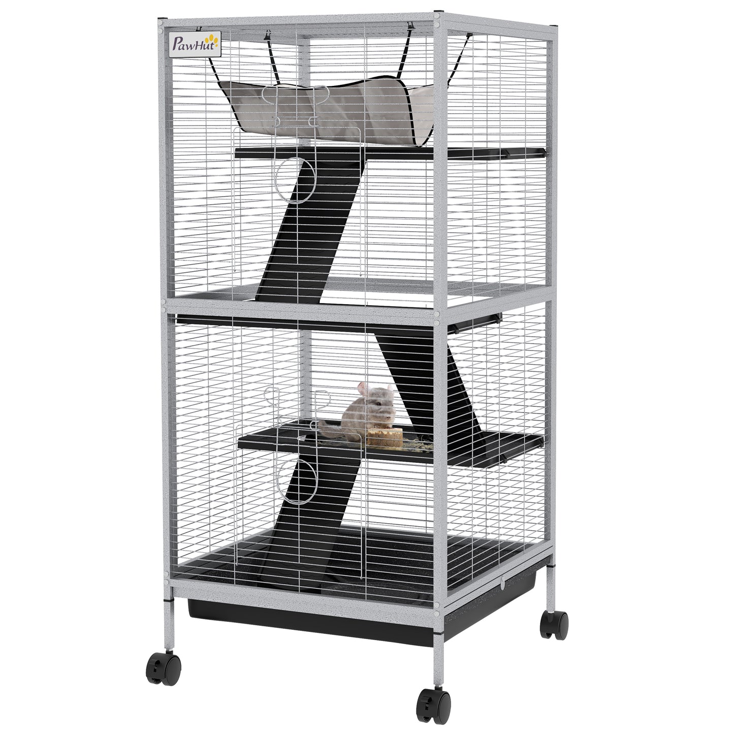 Cage à roulettes pour petits animaux 4 niveaux
