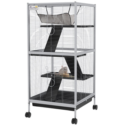 Cage à roulettes pour petits animaux 4 niveaux