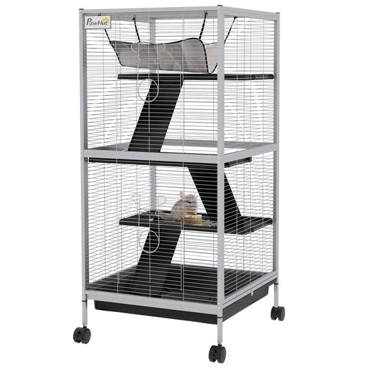 Cage à roulettes pour petits animaux 4 niveaux