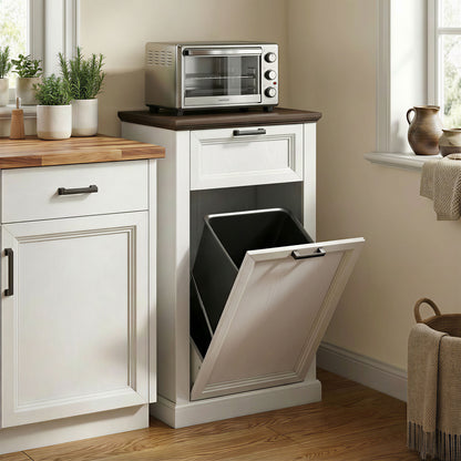 Meuble poubelle basculant 10 gallons — Blanc