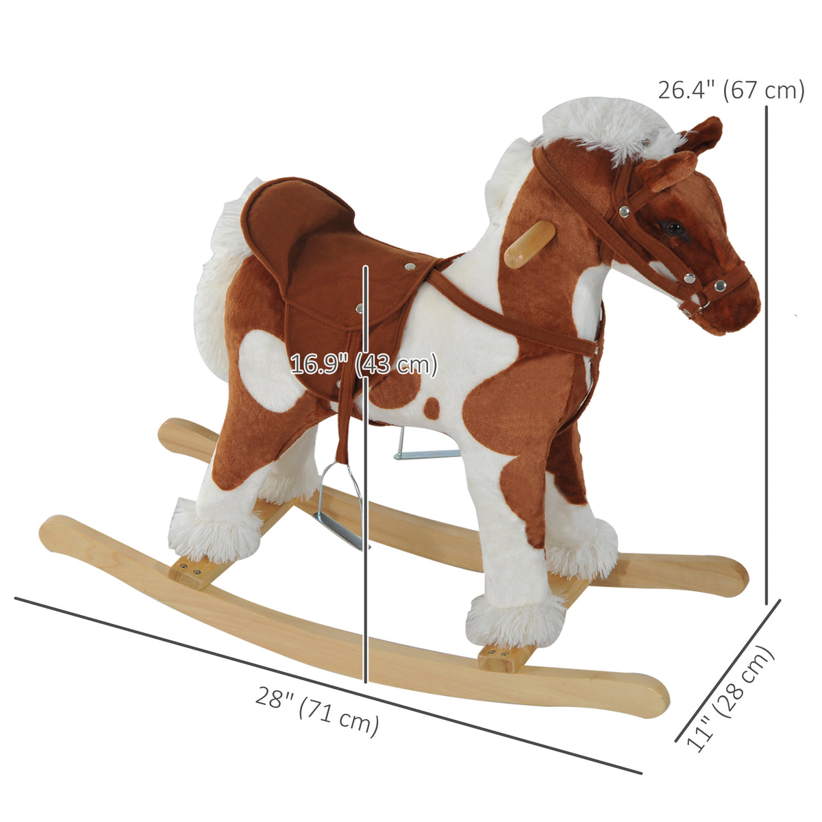 Cheval à bascule pour enfants en peluche avec sons