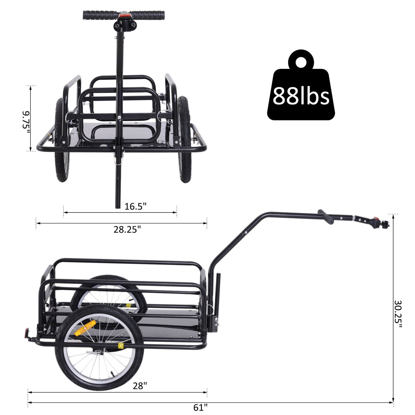 Remorque vélo cargo pliante avec attelage universel