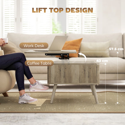 Table basse avec plateau relevable et rangement