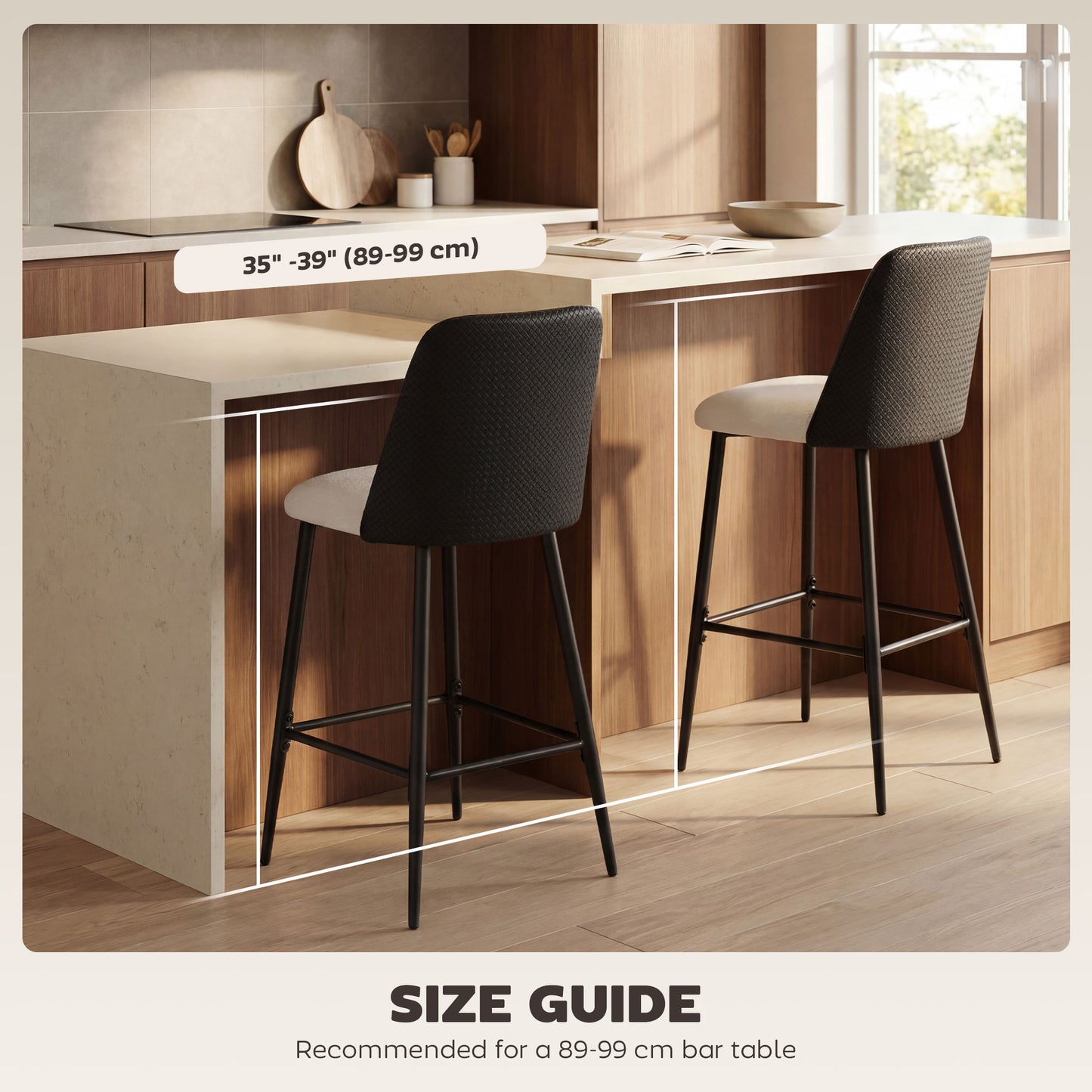 Tabourets de bar ensemble de 2 hauteur comptoir 66 cm