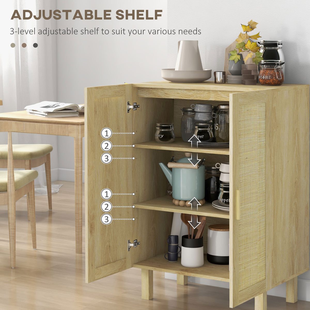 Buffet style boho en bois d'ingénierie