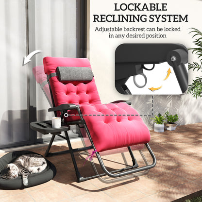 Chaise longue pliante rembourrée avec porte-gobelet