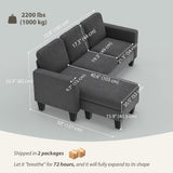 Sofa sectionnel en L avec chaise longue ou pouf