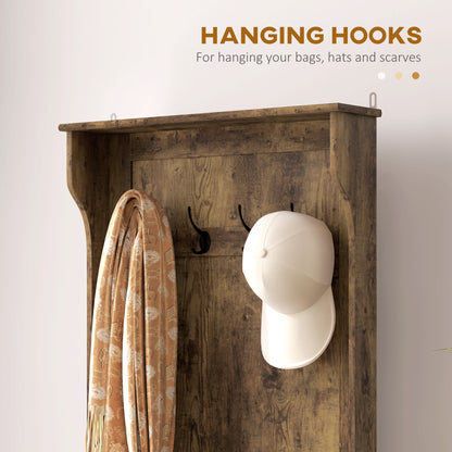 Porte-manteau multifonction 4-en-1 avec banc rangement rustique