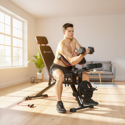 Banc de musculation réglable avec roulettes