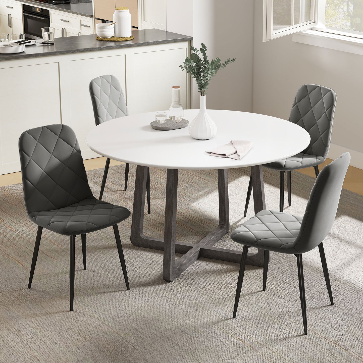 Chaises de salle à manger rembourrées ensemble de 4