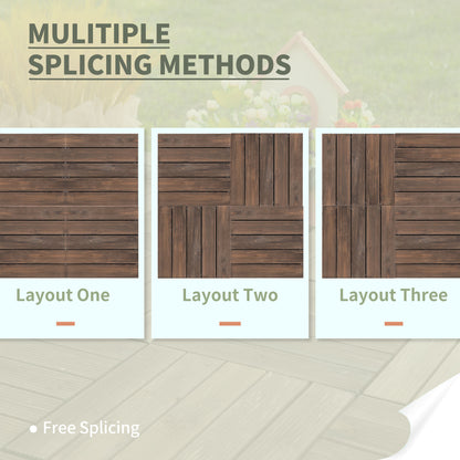 Dalles de terrasse en bois emboîtables — ensemble de 27