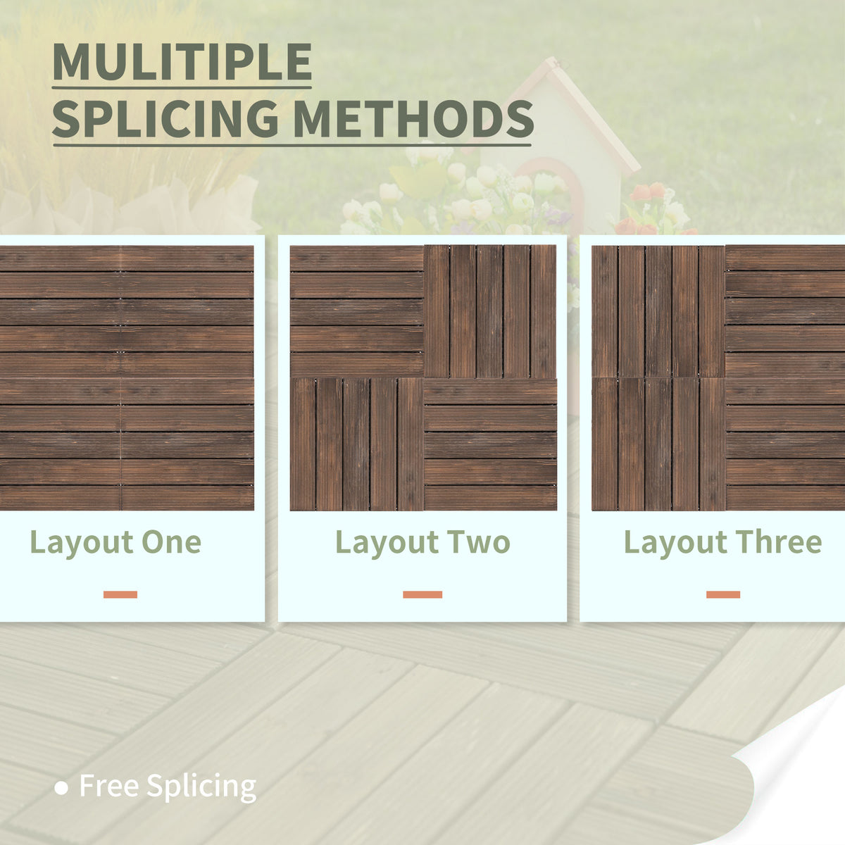 Dalles de terrasse en bois emboîtables — ensemble de 27
