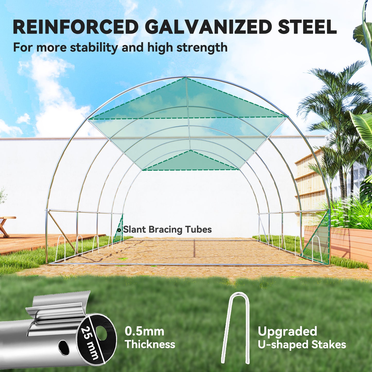  3x4m Tunnel Greenhouse - Shade Cloth & Roll-up Sides