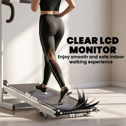 Tapis de marche pliant inclinable avec barre et écran LCD