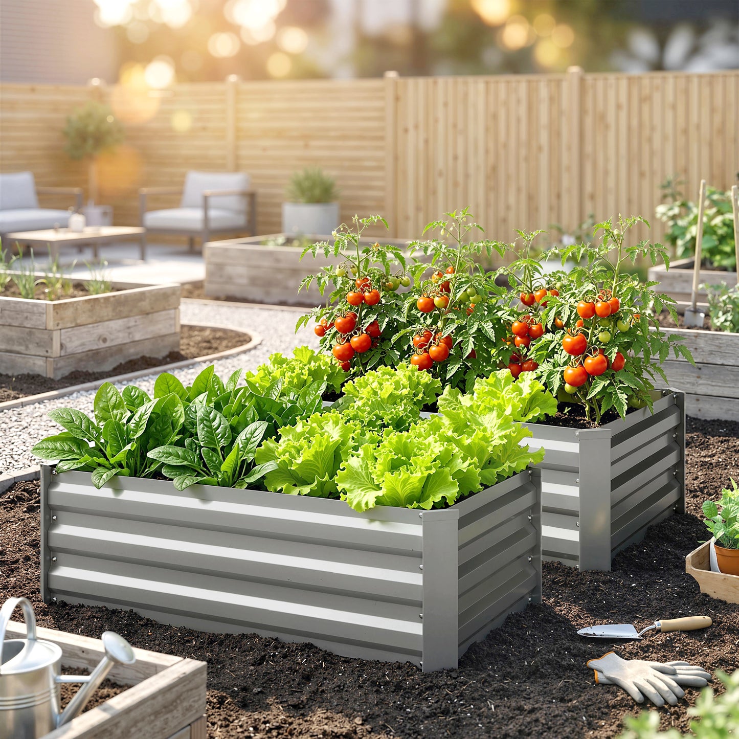 Bacs surélevés galvanisés ensemble de 2 pour jardin