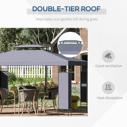 Gazebo extérieur double toit 305 x 396 cm