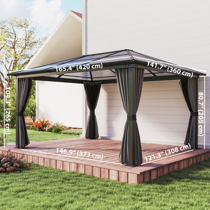 Gazebo à toit rigide polycarbonate 305 x 365 cm