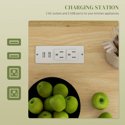 Îlot de cuisine mobile avec prises électriques et rangement