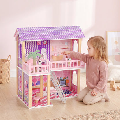 Maison de poupée en bois avec meubles
