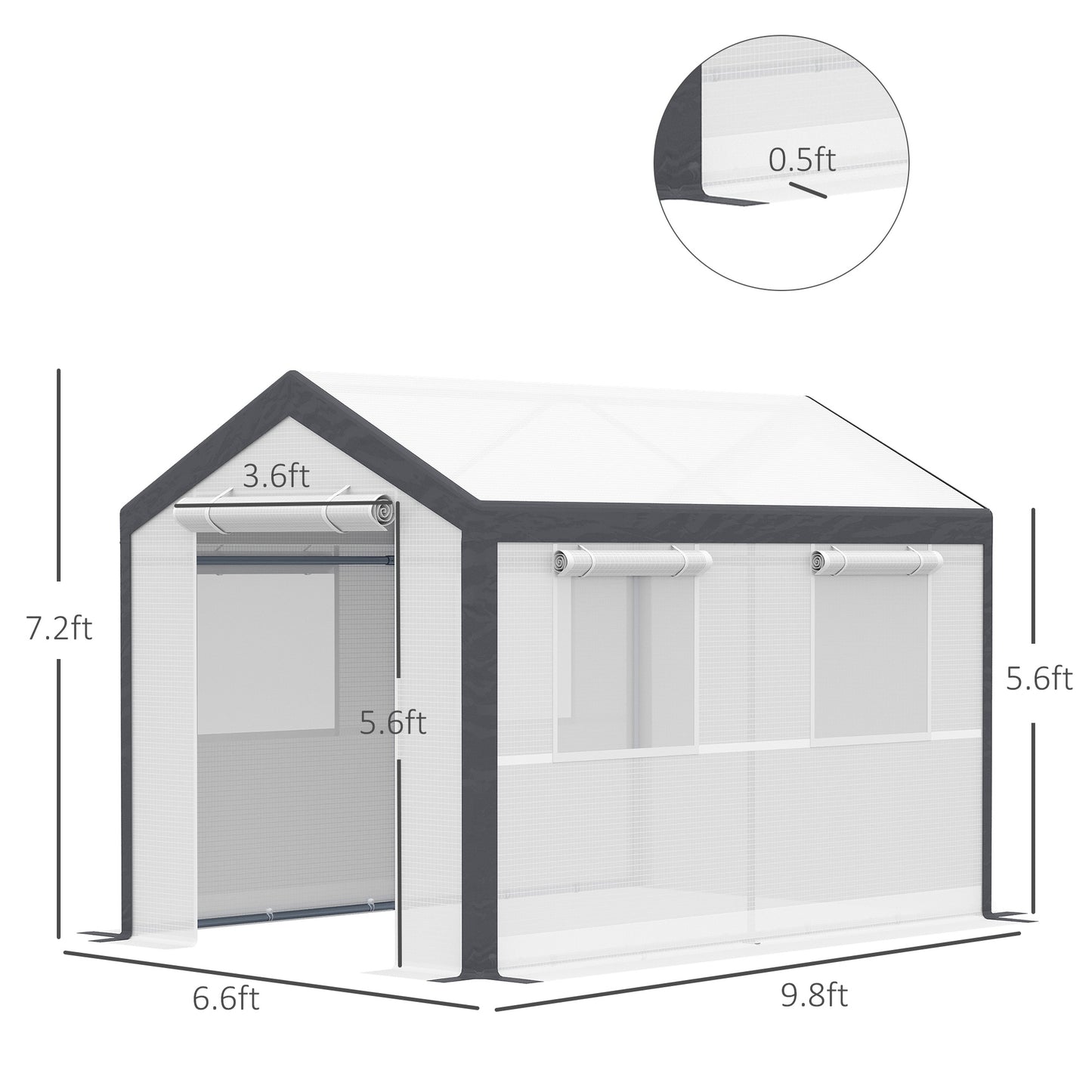 Outsunny 2x3m Heavy Duty Walk-in Greenhouse with Steel Frame