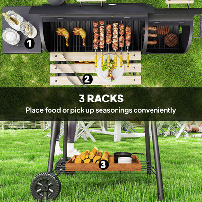 BBQ au charbon avec fumoir offset portable 124cm