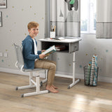 Bureau et chaise enfant ajustables — gris