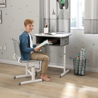 Bureau et chaise enfant ajustables — gris