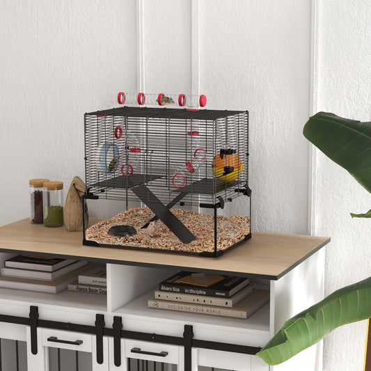 Cage pour hamster multi-niveaux avec fond en verre
