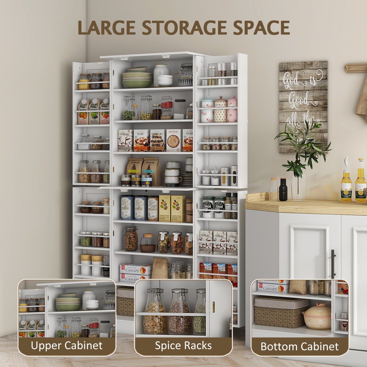 Armoire de cuisine 8 tablettes 4 portes