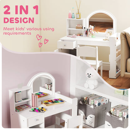 Coiffeuse enfant avec miroir éclairé et rangements