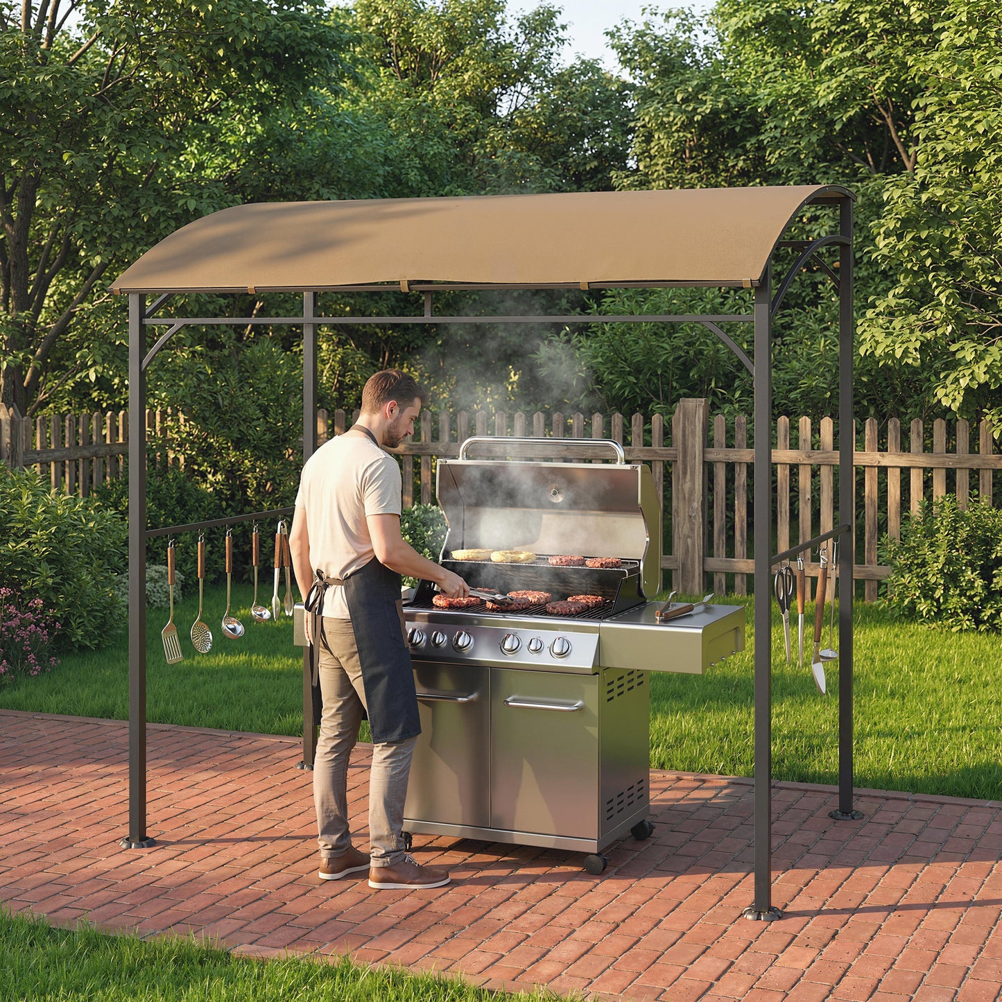 Gazebo BBQ courbé 7' x 5'