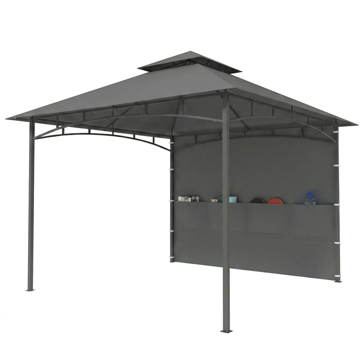 Gazébo patio double toit 3 x 3 m avec rangement